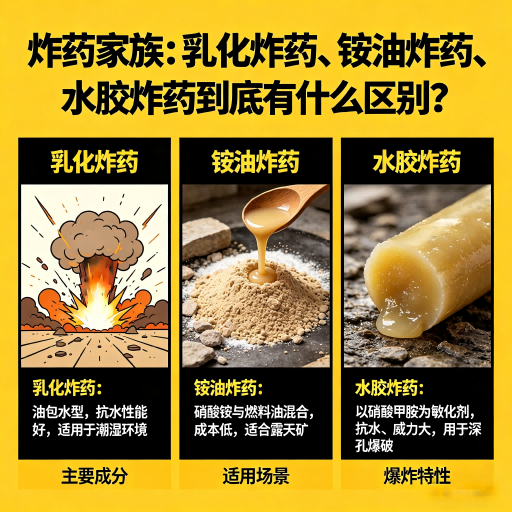 迎泽炸药家族：乳化炸药、铵油炸药、水胶炸药到底有什么区别？